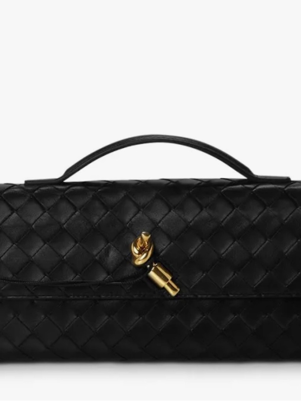 Black Quilted Leather Top-Handle Bag with Gold Turn-Lock